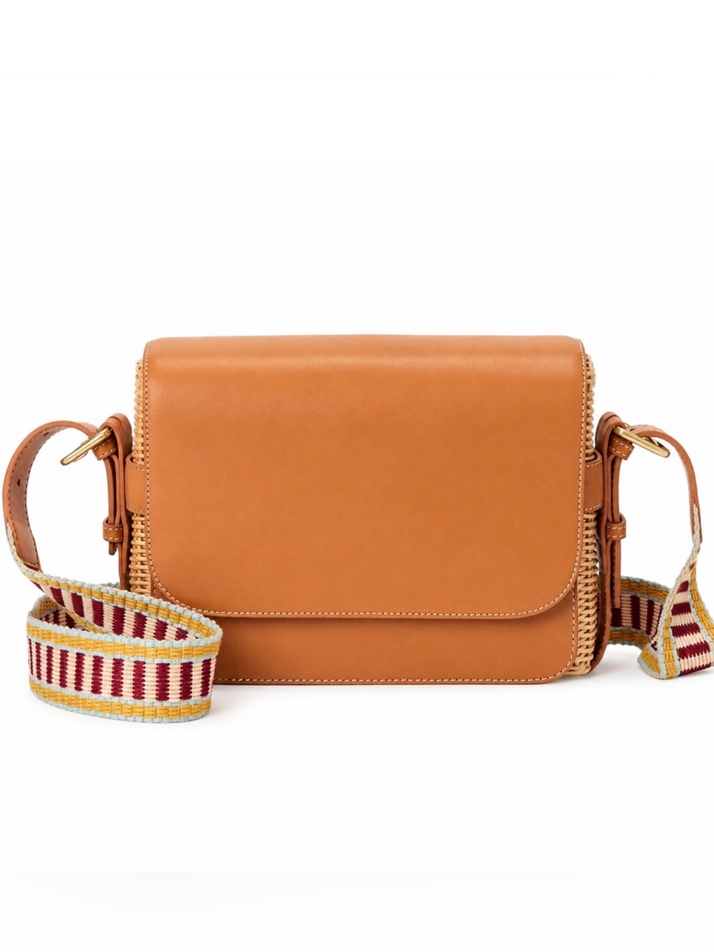 NWOT J. McLaughlin Women’s Wicker Leather Cabott Shoulder Bag